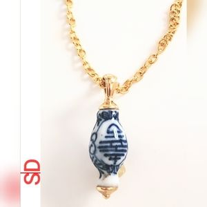 Vintage 1950s Era Porcelain Baroque Pendant (No Chain)